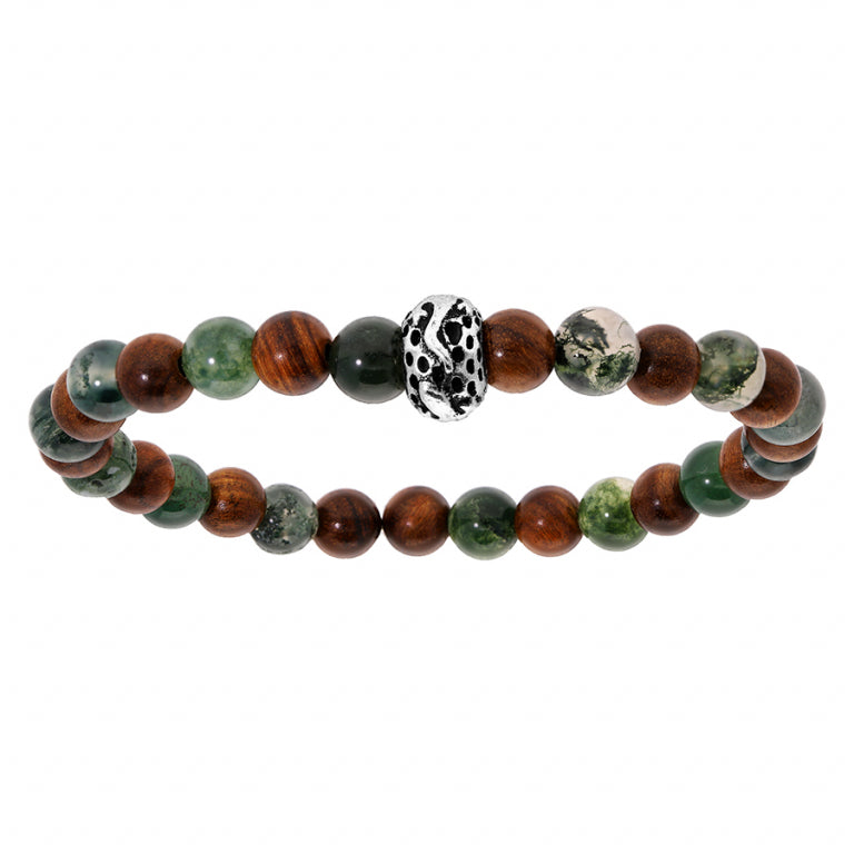 Holzperlenarmband – Silberstahl | Azuline