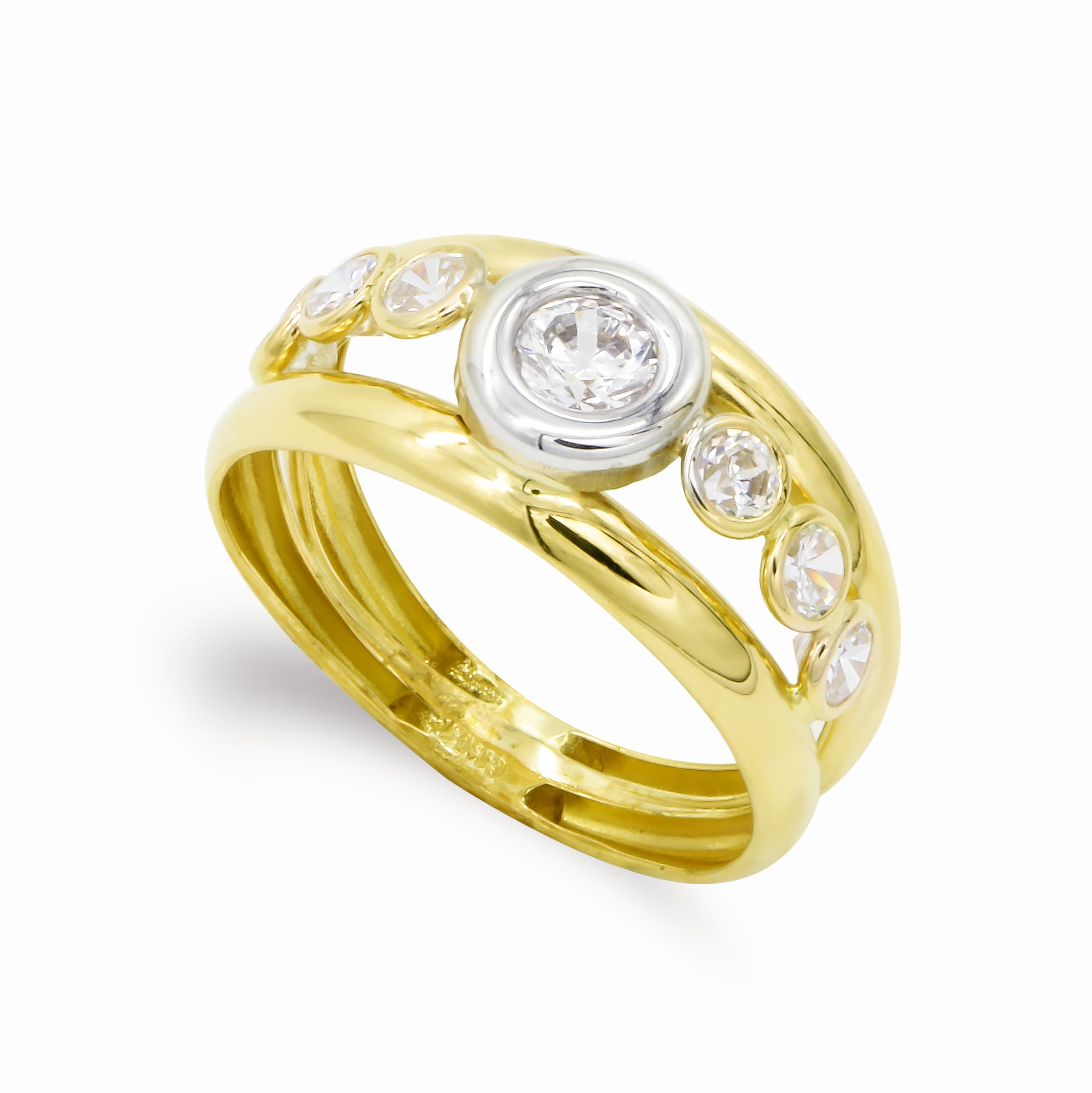 Zircões em ouro bicolor 18K
