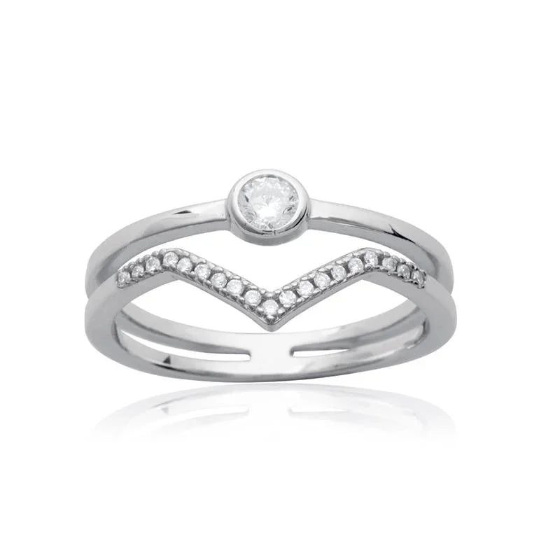 Bague V Chevron – Argent | Azuline vue 2