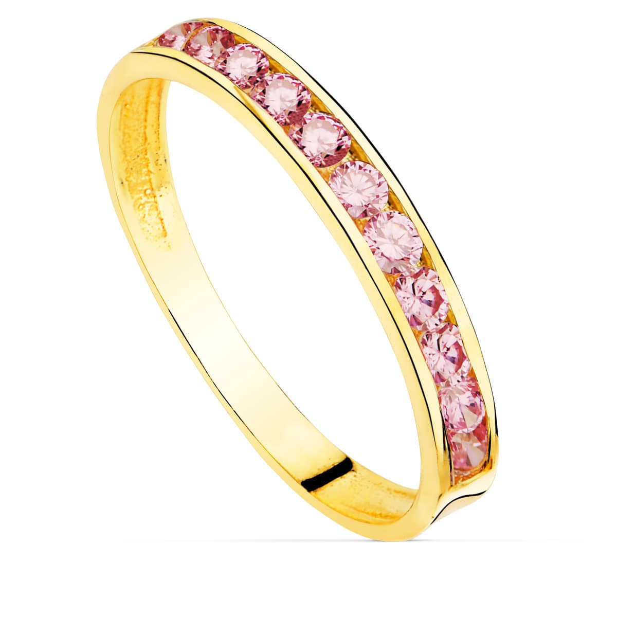 Anello con zirconi in oro giallo 18 carati