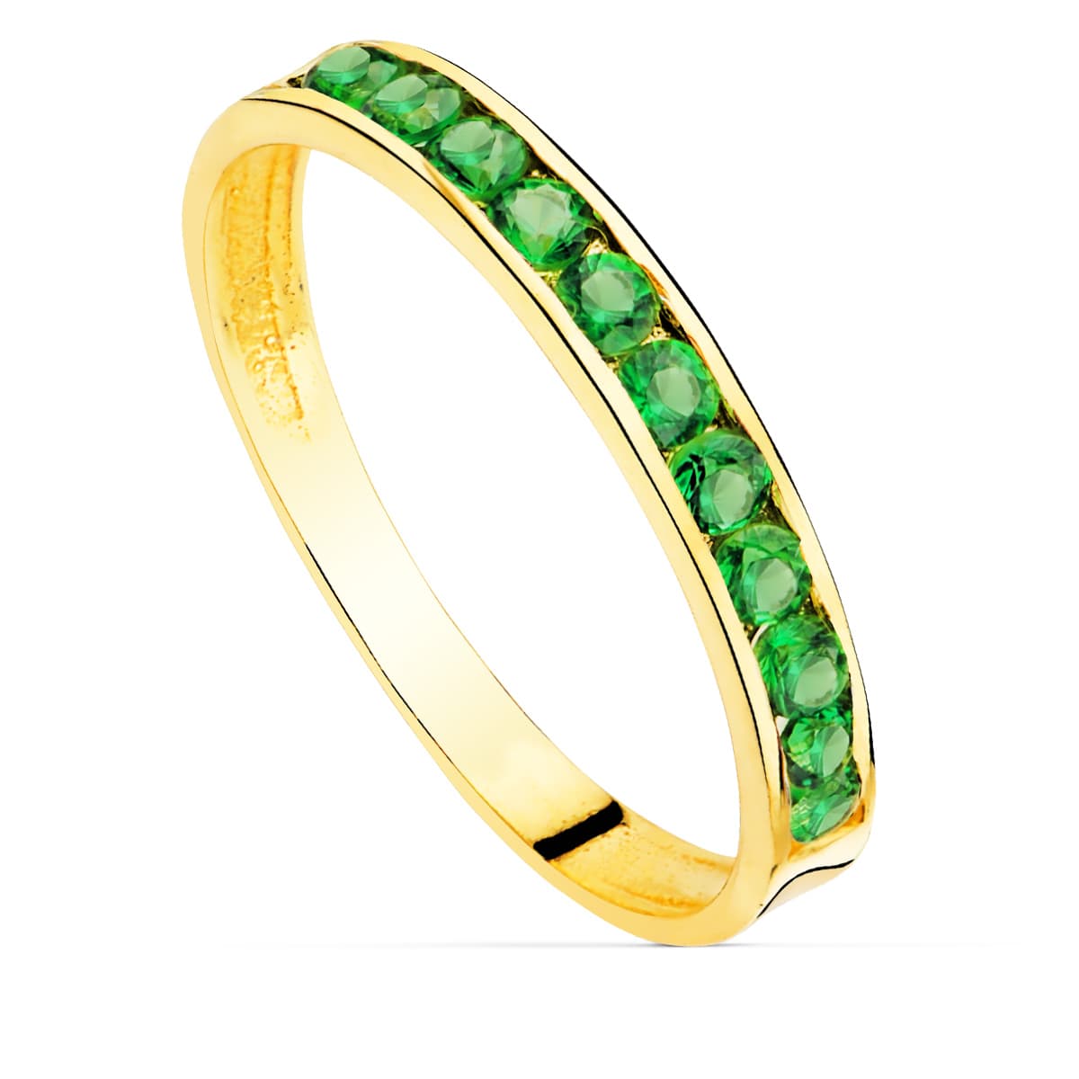 18K Bague en Or Jaune Zircon