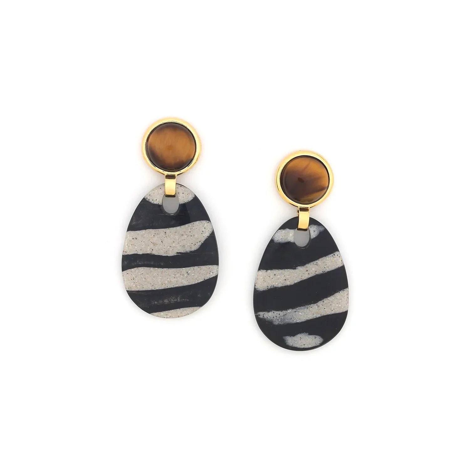 Zebra - Püskül - Küpe - Doğa Bijuteri