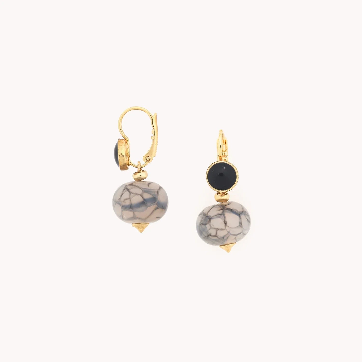 Kavics - Achát talpfák - Fülbevaló - Nature Bijoux