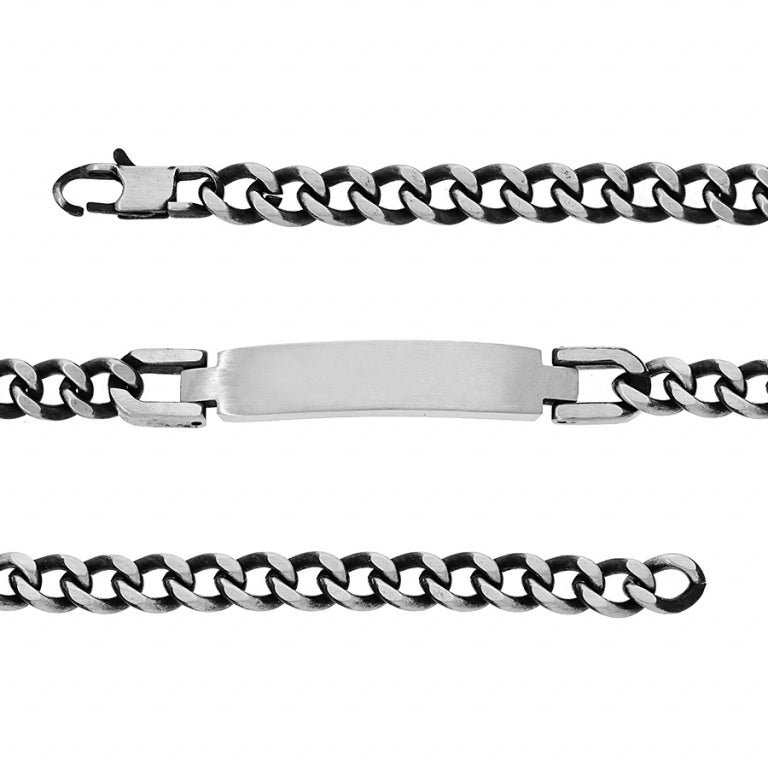 Βραχιόλι με πλέγμα ταυτότητας Curb – Silver Steel | Azulin