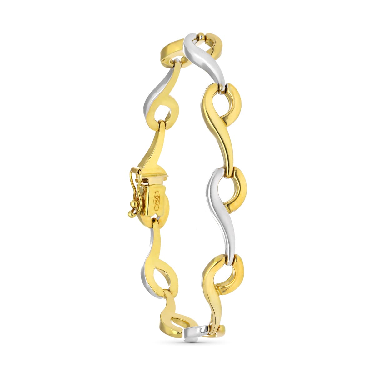 Schakelarmband van 18K mat en glanzend tweekleurig goud