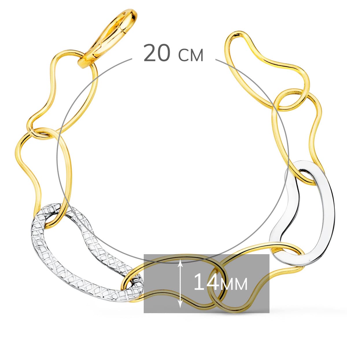 Armbånd i Brilliant 18K Tofarvet guld og diamant Links bredde 14 mm Længde 20 Cm