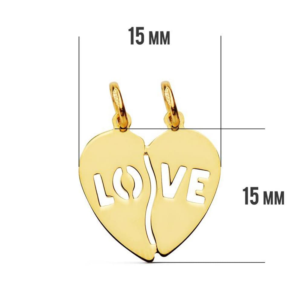 18K Gold Love Pendant 17X16MM