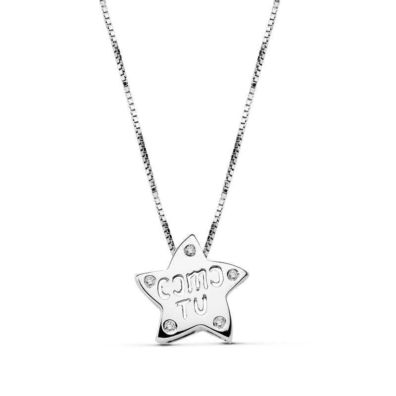 18K White Gold “como Tu” Pendant 44 Cm Chain