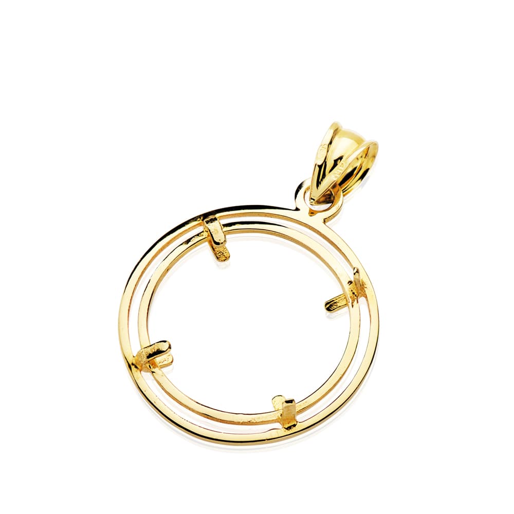 Pingente em ouro amarelo 18K para moeda de 18 mm