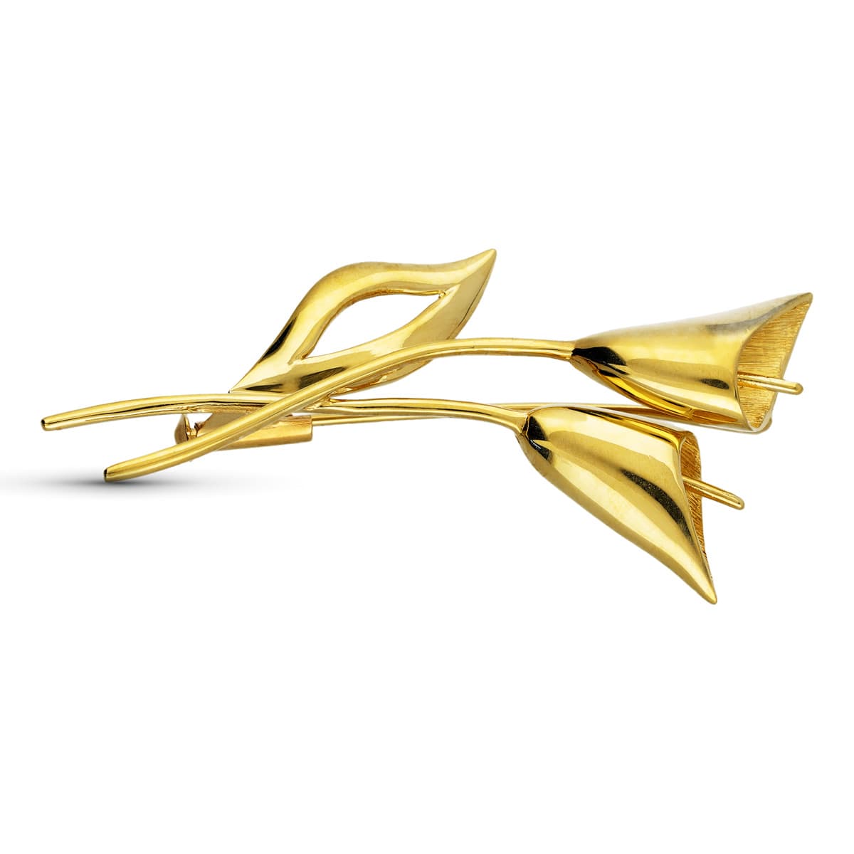 18K Yellow Gold Women's Flower Brooch. 53X21mm
