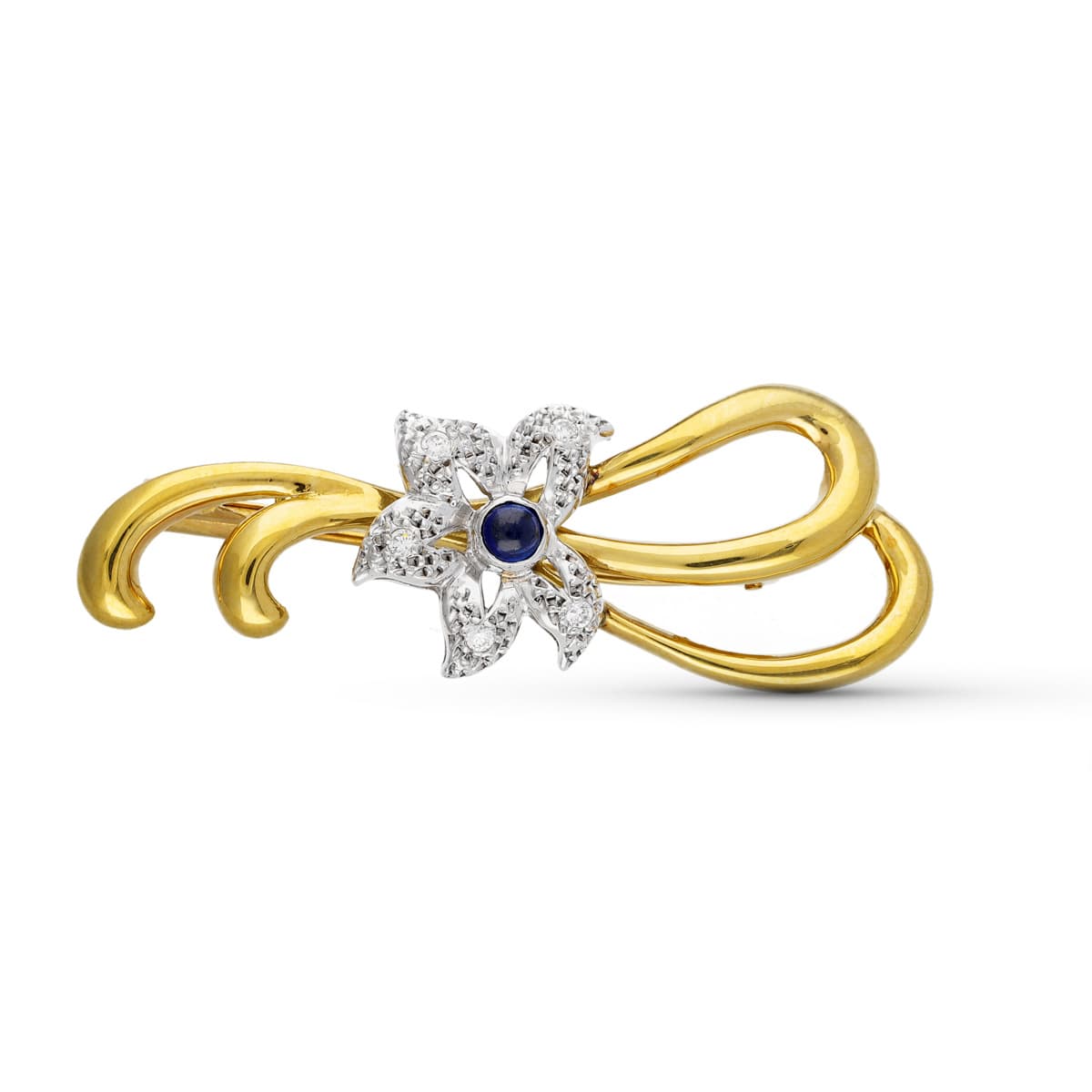 18K Two-tone Gold Brooch. 48X18mm