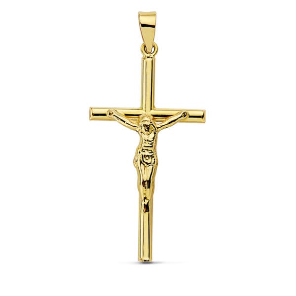 Croix Or Jaune 18K avec Christ Creux 32X16 mm