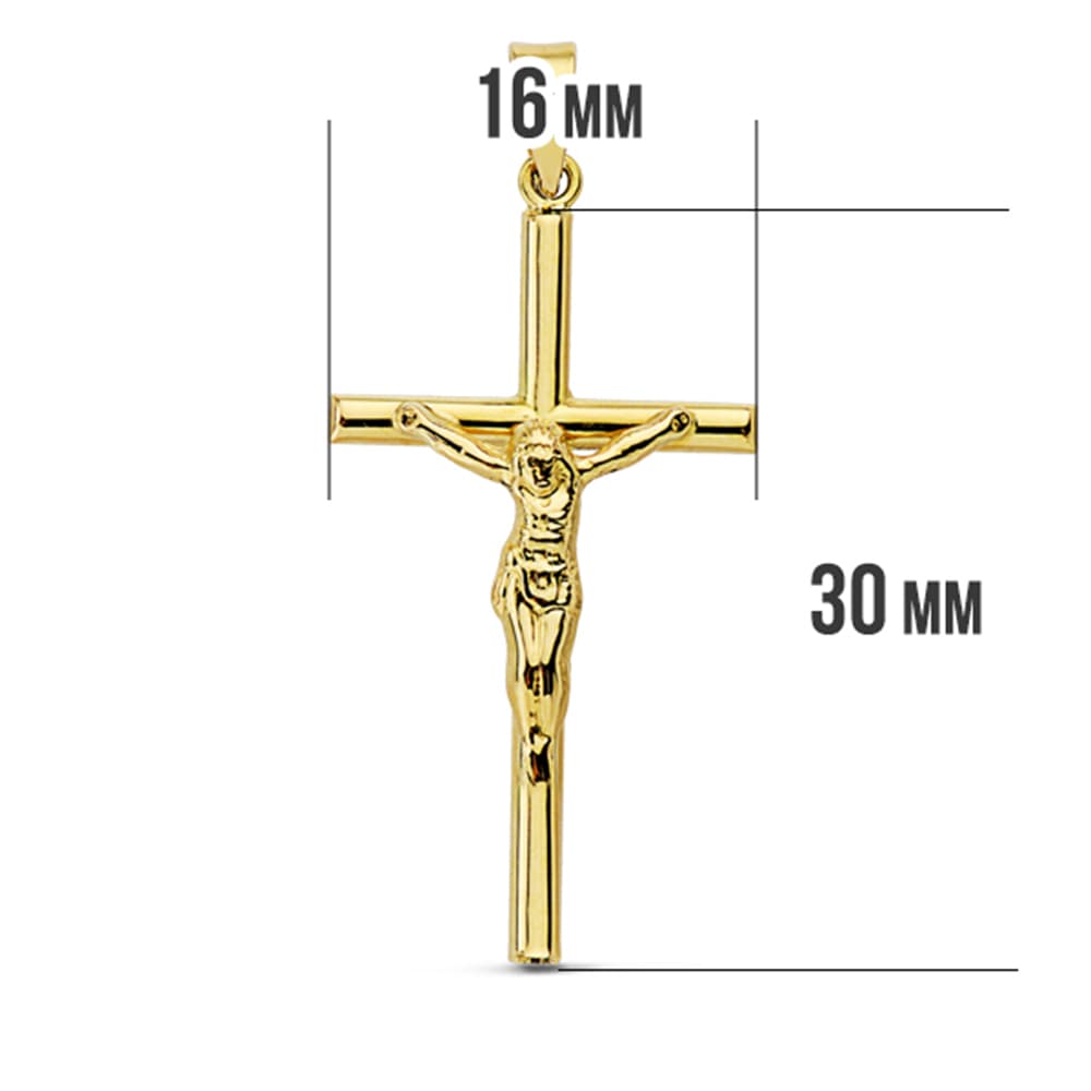 Croix Or Jaune 18K avec Christ Creux 32X16 mm