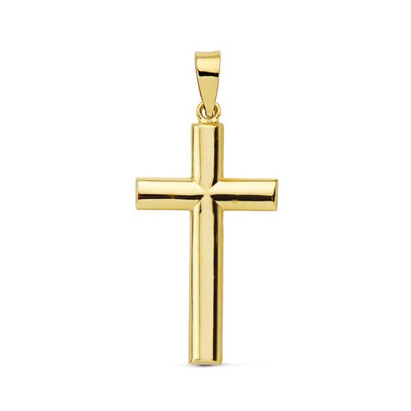 Croix Or Jaune 18K Lisse Bois Ovale 25X15 mm