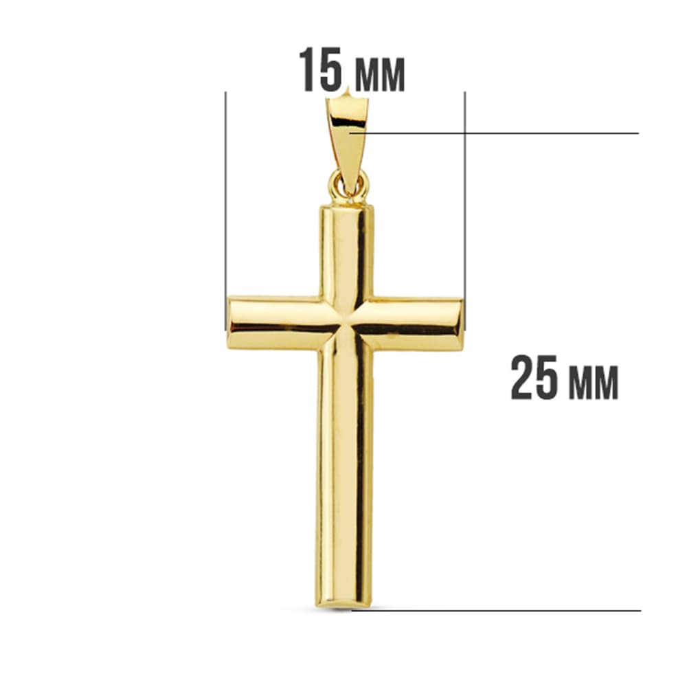 Croix Or Jaune 18K Lisse Bois Ovale 25X15 mm