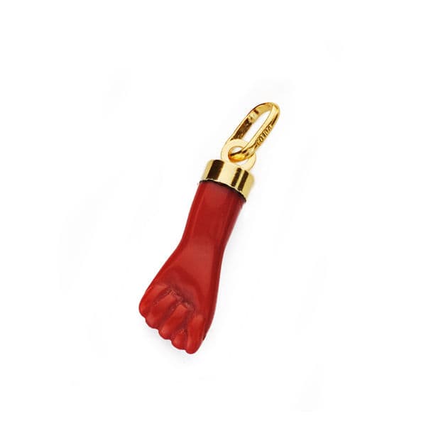 18K guldhänge Hand Medium 4 mm Röd