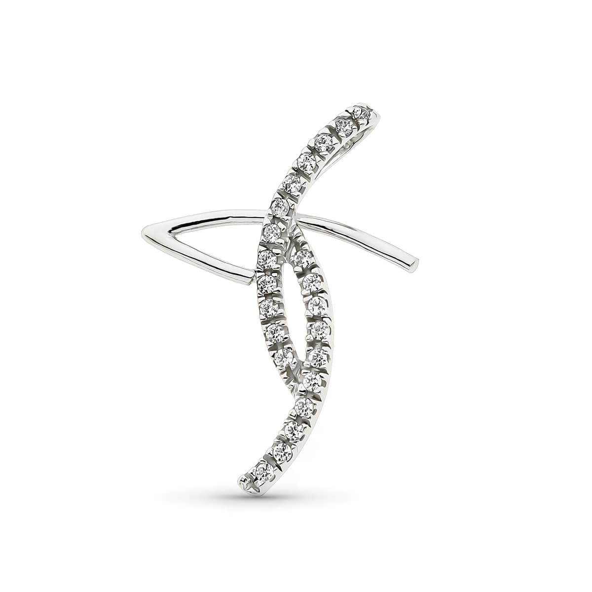 Croix Or Blanc 18K et Zircone 31X10 mm