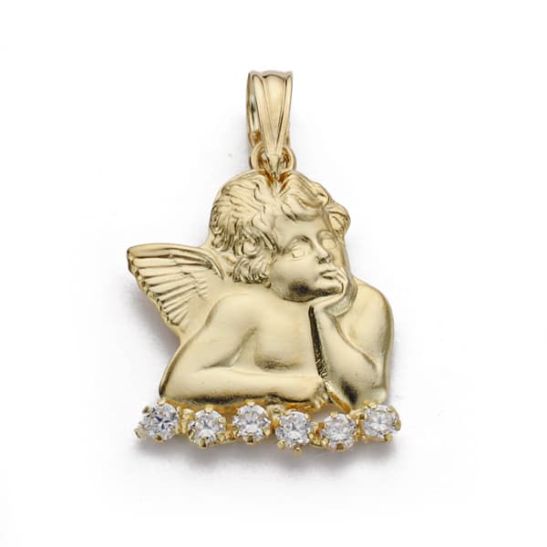 Medalla Silueta Dange Oro Amarillo 18K Circonitas 19X14 mm