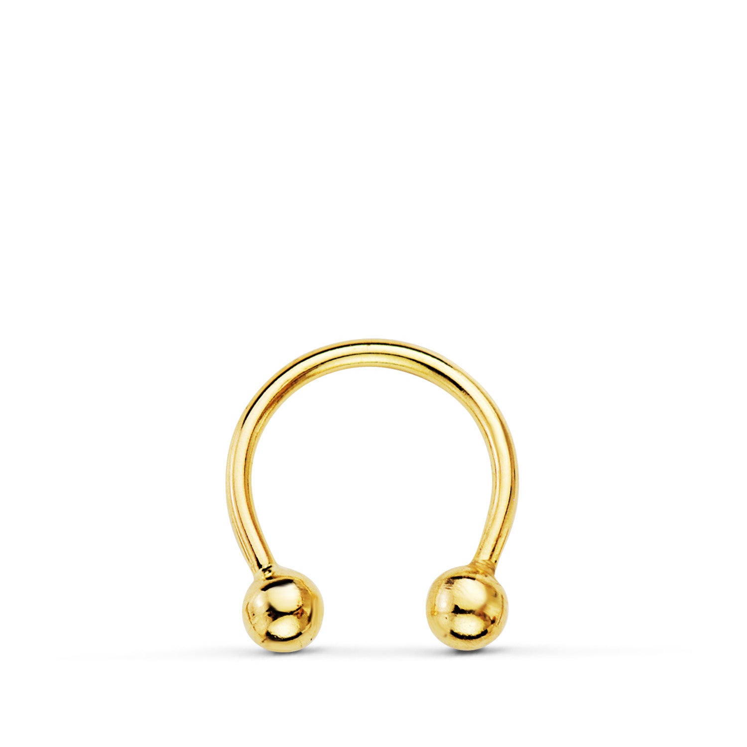 18K Piercing en Or Jaune Mamelon avec Boules 3MM 11 X 10MM