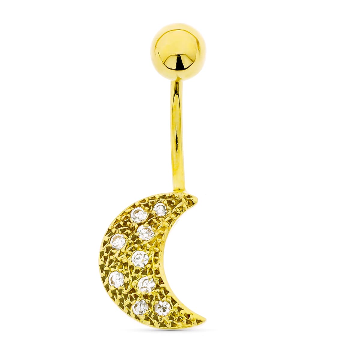 Piercing de Nombril Zircone Croix-lune Or Jaune 18 Carats