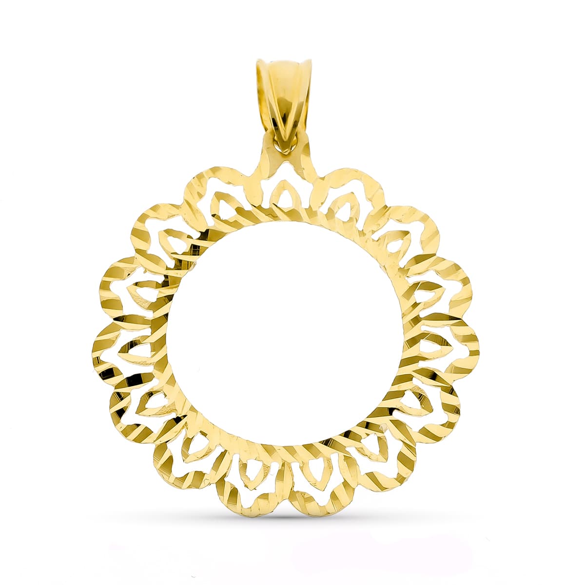 Plaque Monnaie Or Jaune 18K 18 mm Sculpté