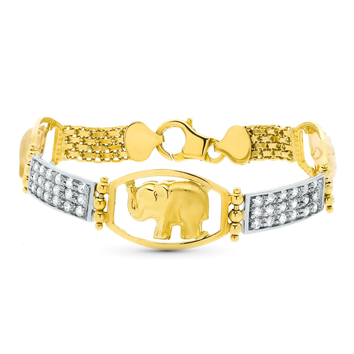 Bratara elefant din Aur Tricolor 18K 19 Cm