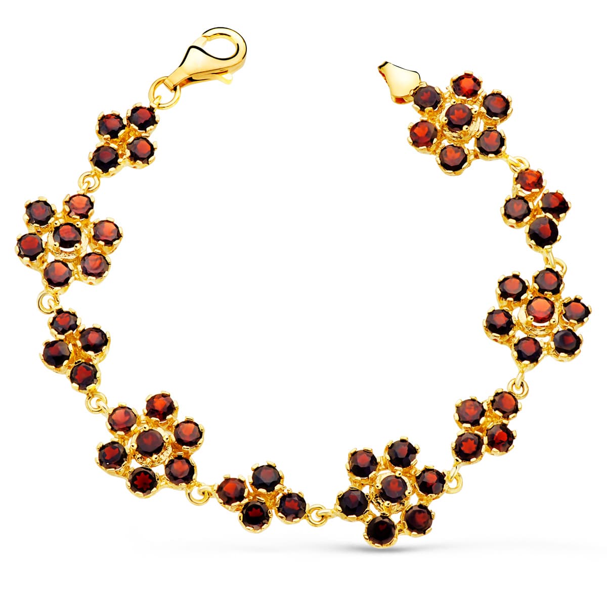 18 Ayar Sarı Altın Bileklik Garnet 19,5 Cm