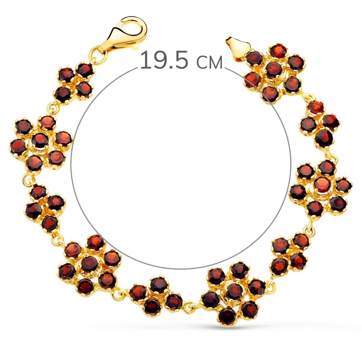 18 Ayar Sarı Altın Bileklik Garnet 19,5 Cm