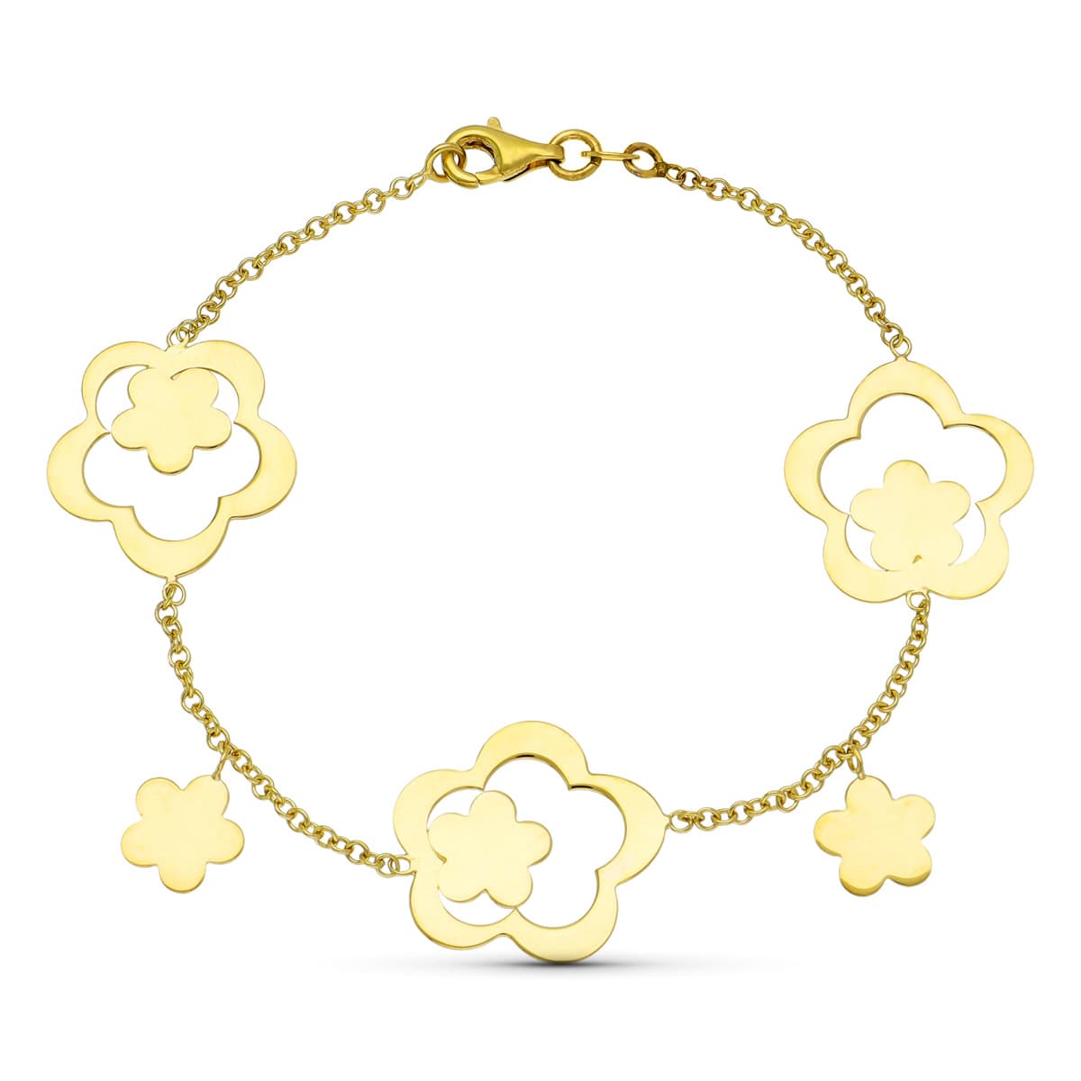 Blomsterarmband i 18k gult guld
