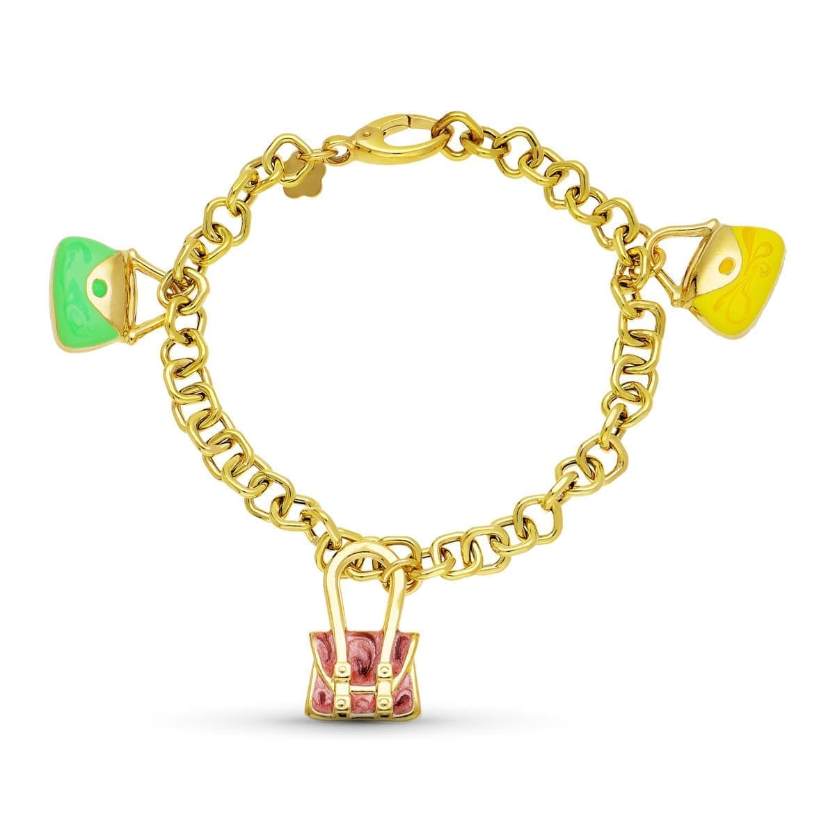 18K Bracelet Or Jaune Motifs Émaillés