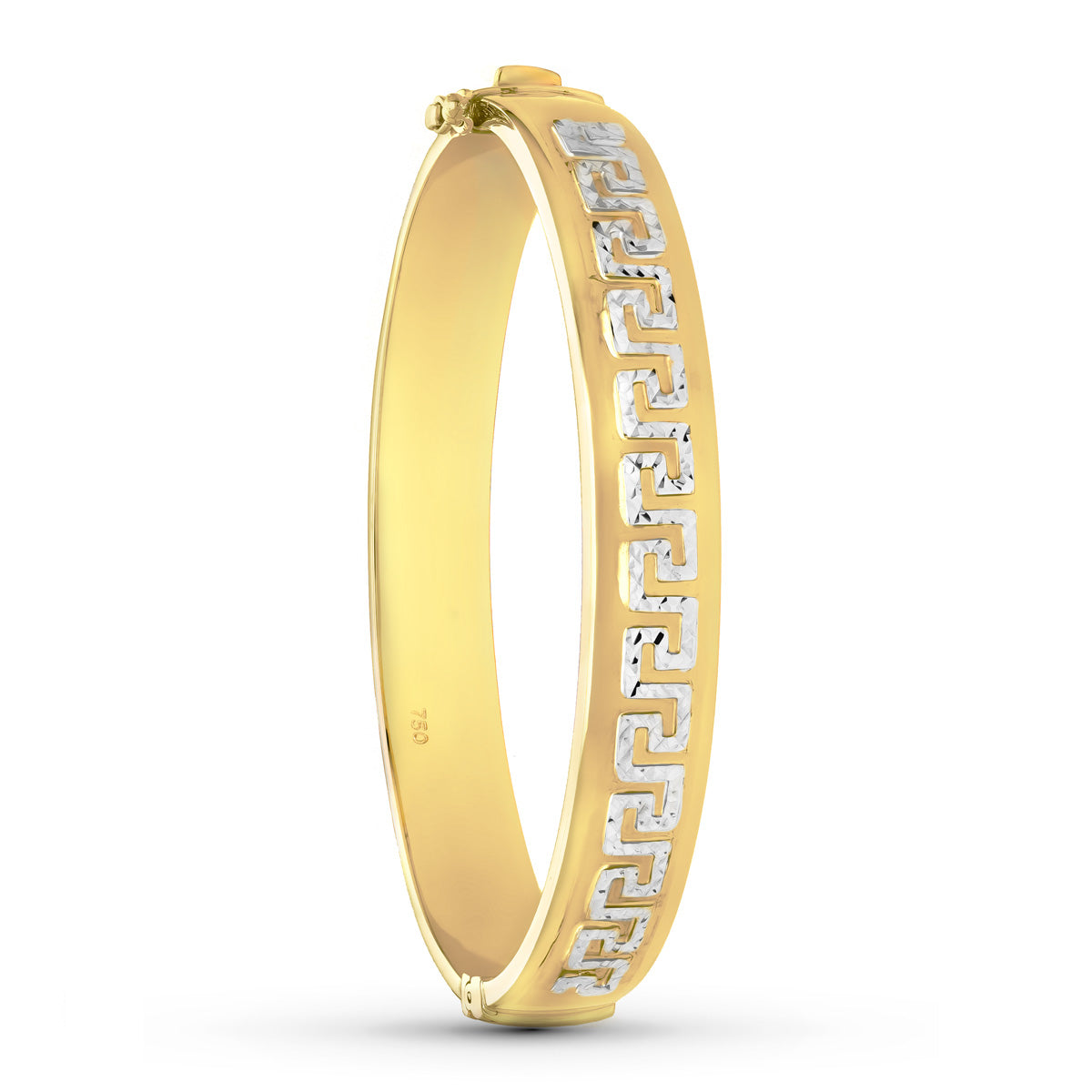 18K Bracelet Rigide Bicolore 10 mm Grecque