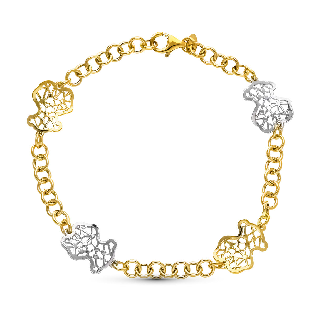 Pulseira Urso em Ouro Bicolor 18k