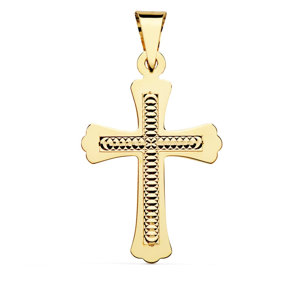 18K geelgouden kruis gesneden 34X22 mm