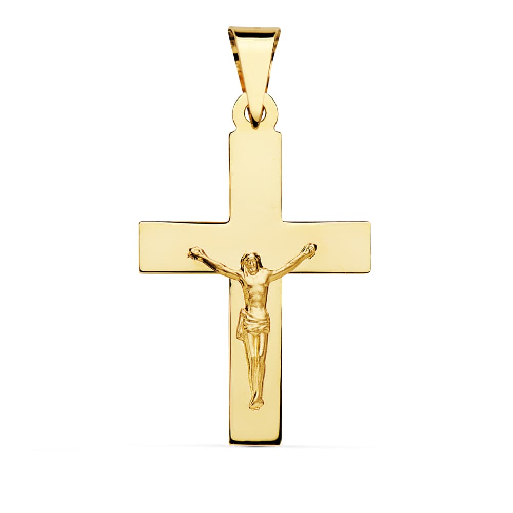 Croix avec Christ Or Jaune 18K 34 X 22 mm