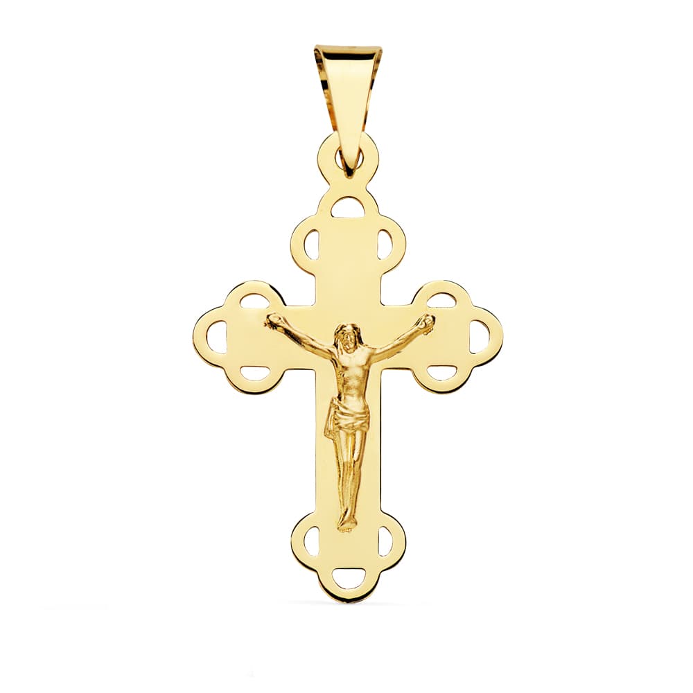 Croix en Or Jaune 18K avec Christ 34X22 mm