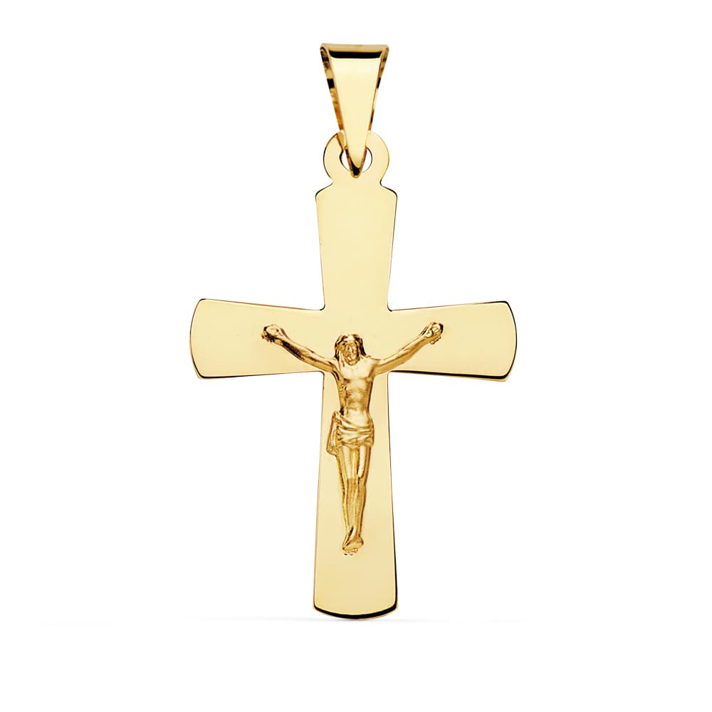 Croix avec Christ Or Jaune 18K 34 X 22 mm