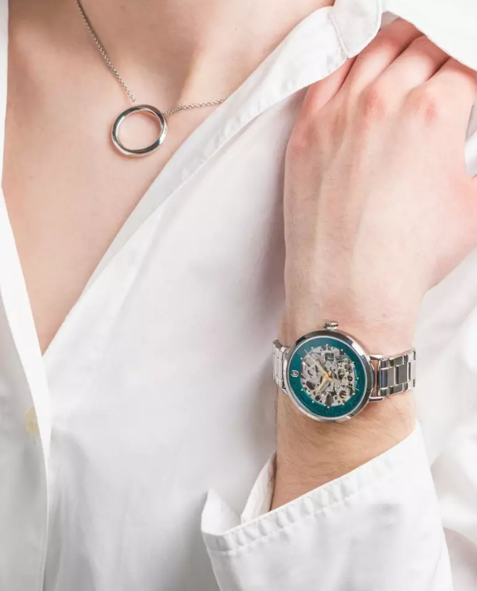 Automatic - Silvery emerald metal - Watch - Pierre Lannier