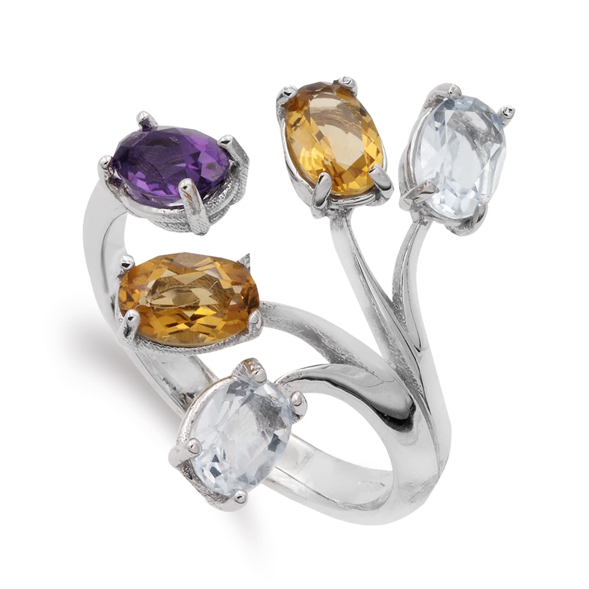 Grene Ring i 18K hvidguld med farvede sten 24X16 mm