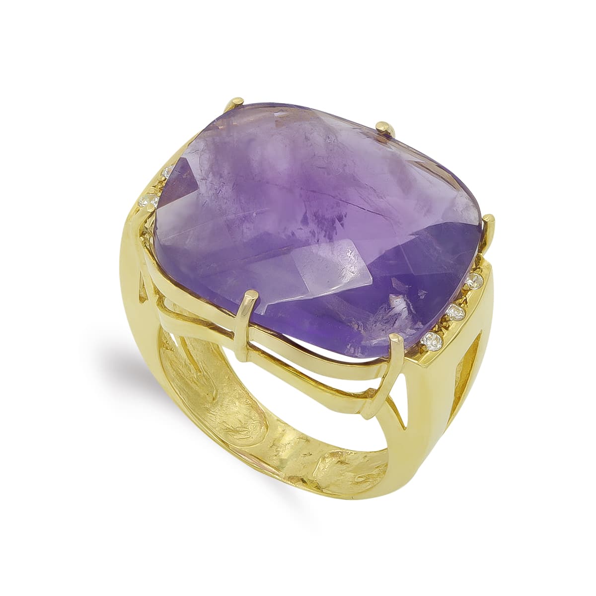 18K Gul Guld Ring Kløer Sten Farve 20 X 18 mm