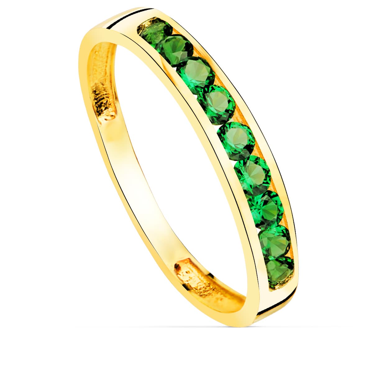 Anillo Oro Amarillo 18K y Circonitas
