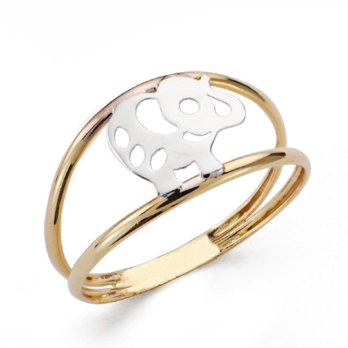 Anillo Elefante en Oro Bicolor de 18k