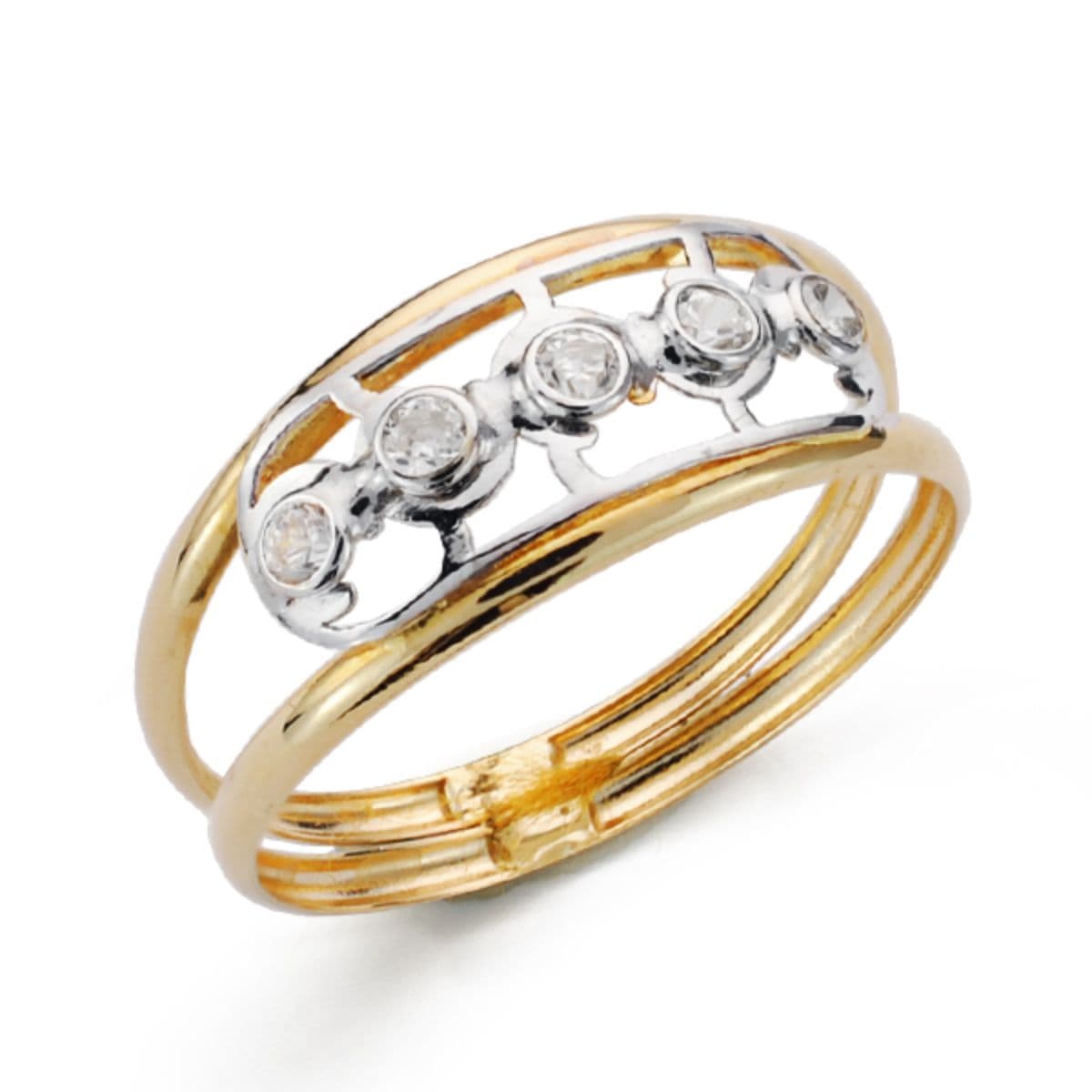 18K guld Tvåfärgad zirkonring 7 mm