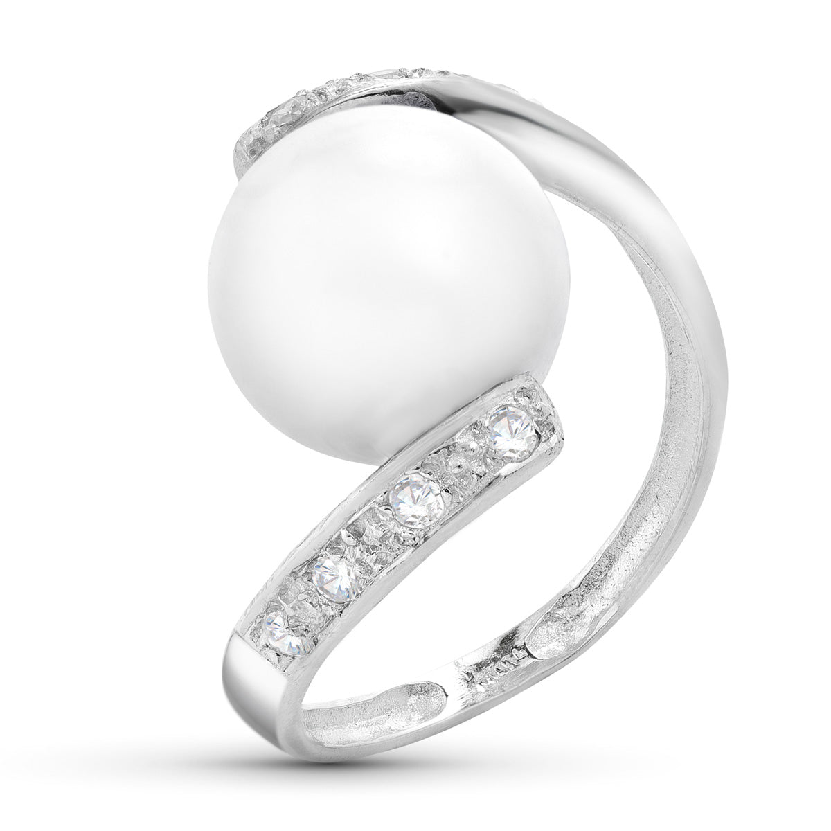 Anel Pérola em Ouro Branco 18K 10 mm