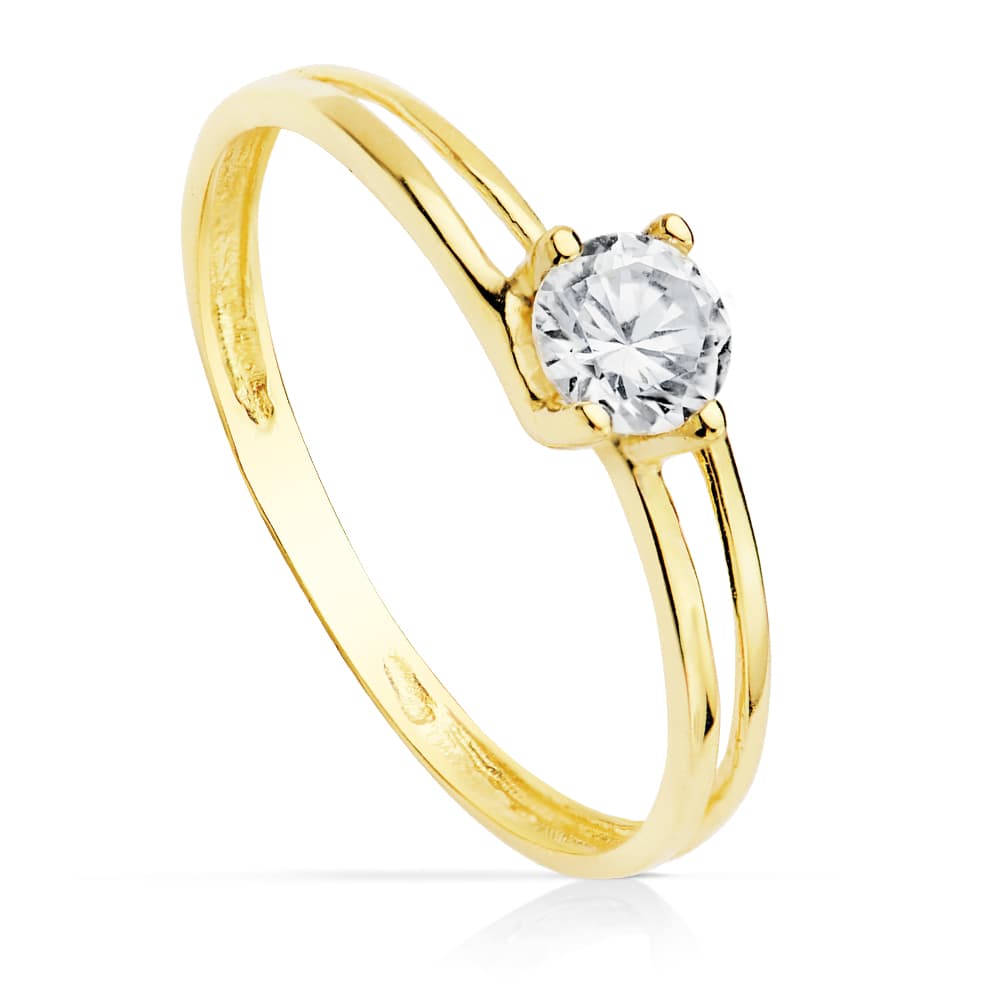18K イエロー ゴールド ジルコン ソリティア リング