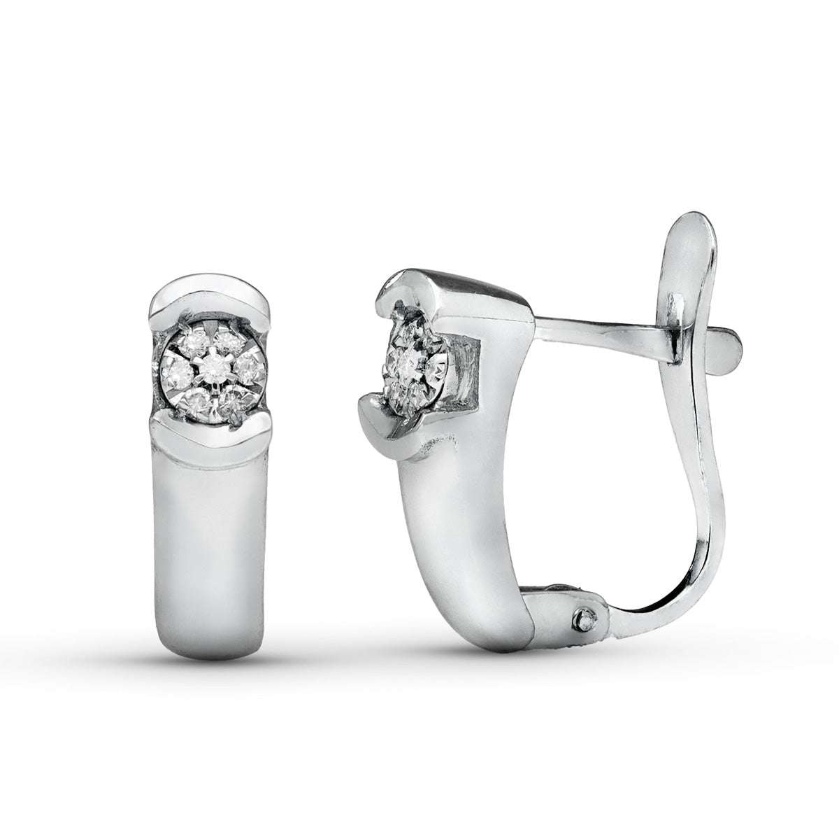 Strålende øreringe 18K 0100 Qtes hvidguld 14 X 4 mm catalansk lås