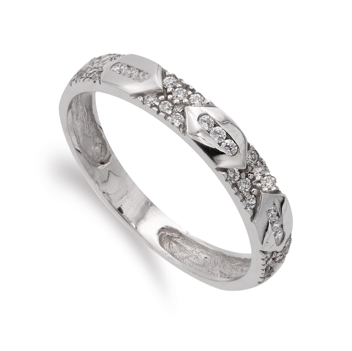 18K hvidguldsring med zirconia og strålende detaljer Bredde 35 mm