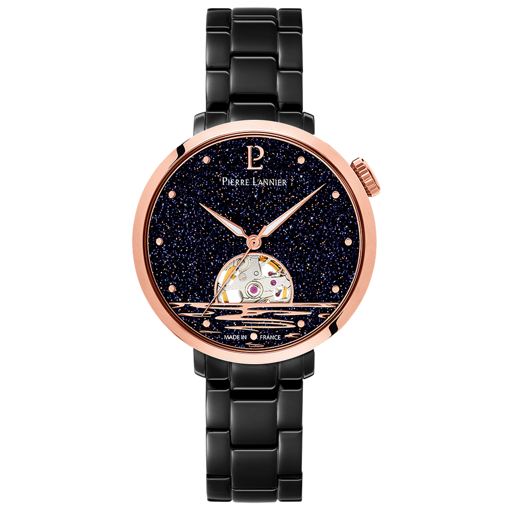 Reloj australiano con esfera negra - Mujer | Pierre Lannier