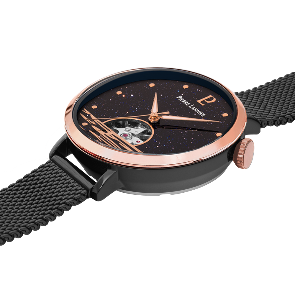Reloj australiano con esfera negra - Mujer | Pierre Lannier