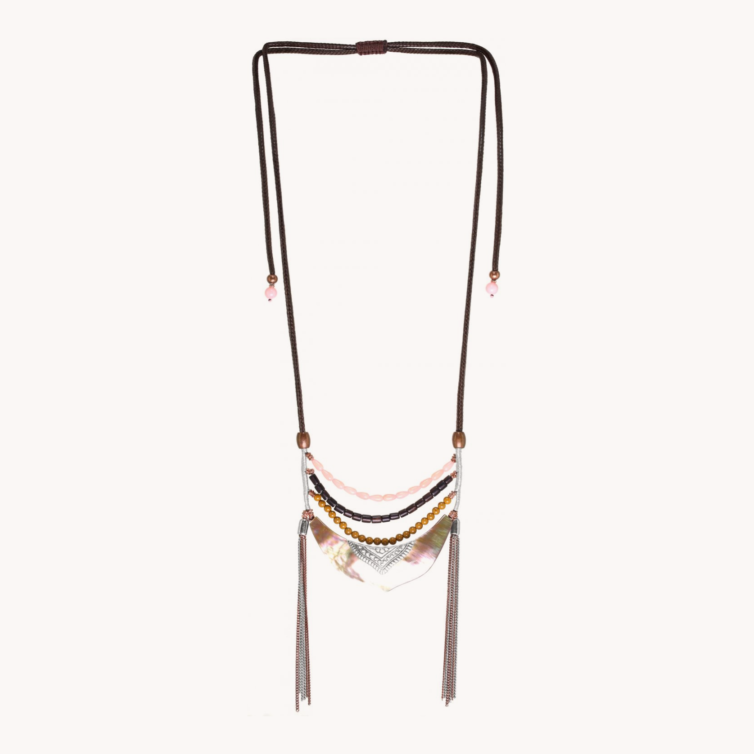 Collier Blossom bois Jaspe nacre 15--26376 Nature Bijoux