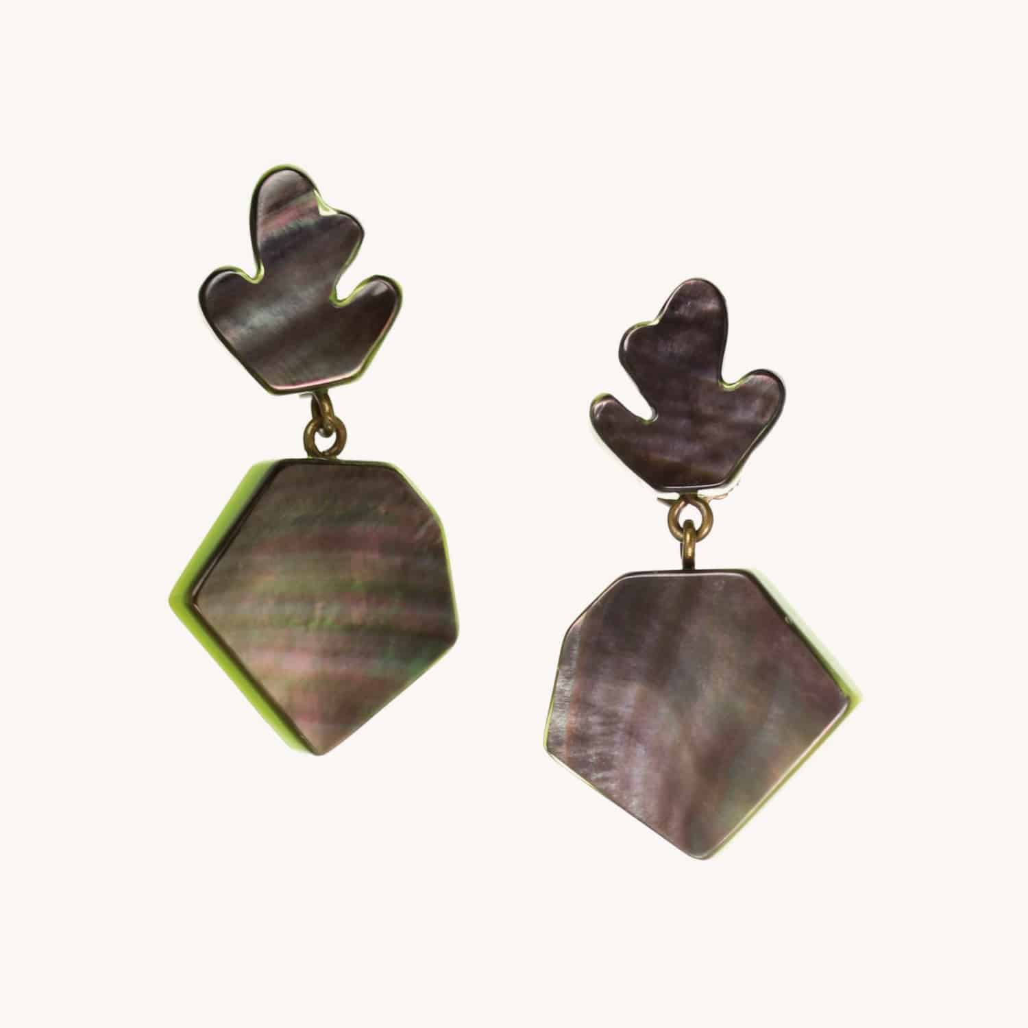 Boucles d'oreilles Metamorphose hexagone nacre 12--25230 Nature Bijoux